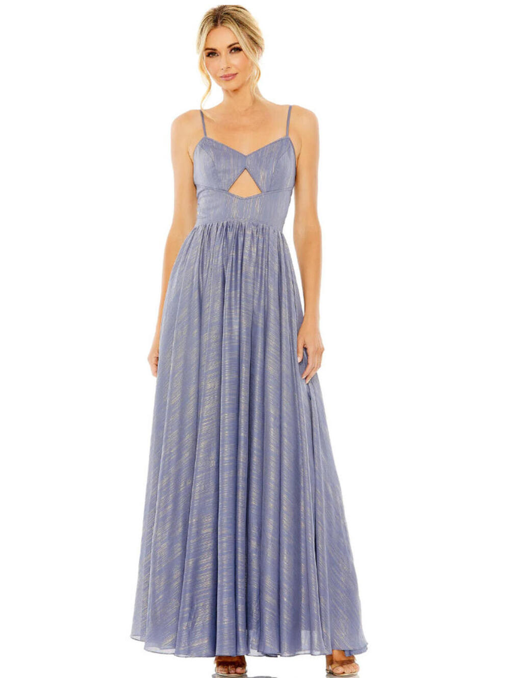 NWT Mac Duggal 49738 Slate Blue sleeveless cutouts long gown Size 10